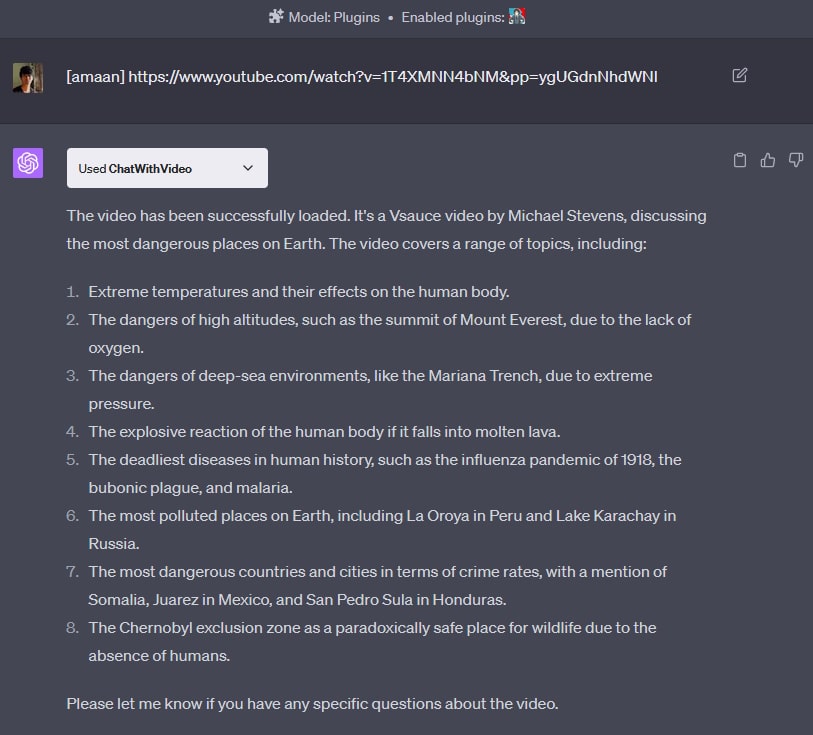 ChatwithVideo chatgpt plug