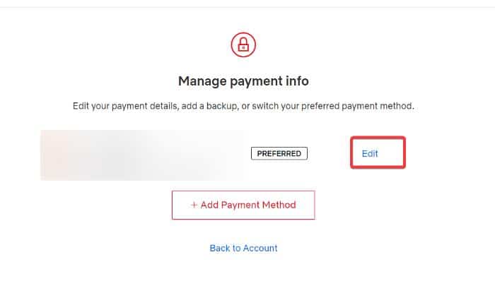 Edit payment method