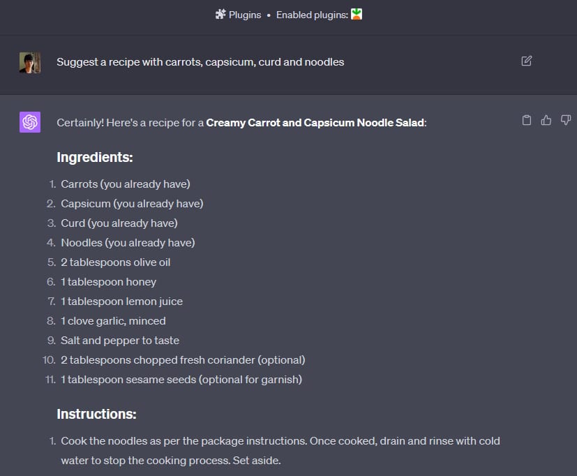 Recipe chatgpt plugin