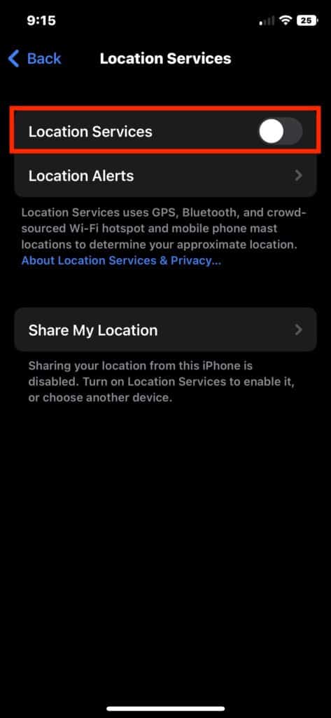 location services iphone