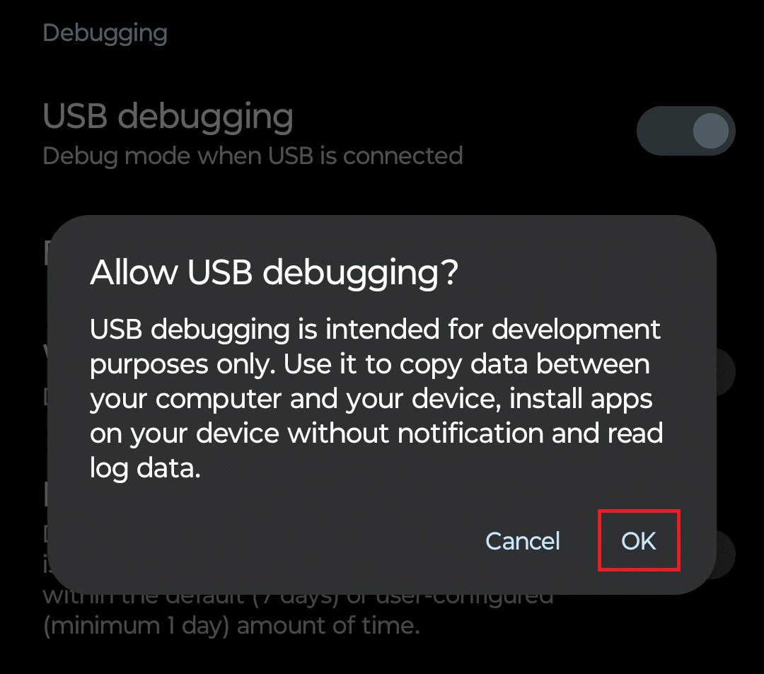 Allow USB Debugging