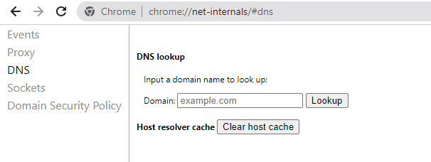 chrome clear host cache